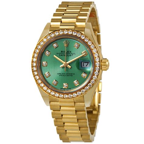 womens rolex with green face